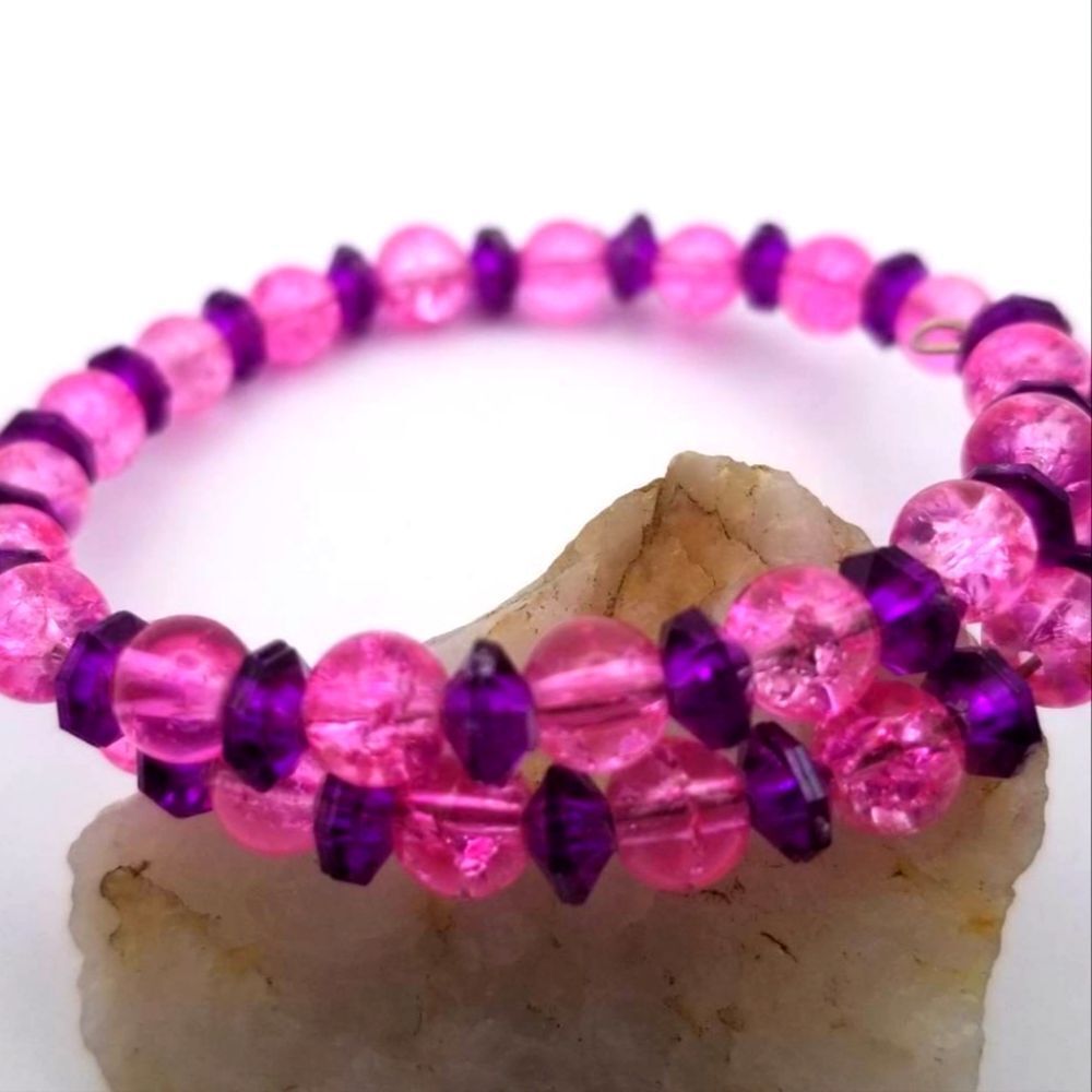Barbie world pink barbiecore beaded bracelet B0540